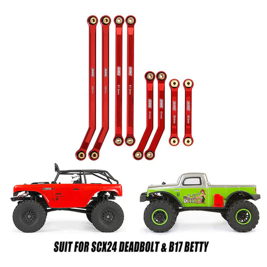 INJORA 8PCS Aluminum High Clearance 4 Links Set for Axial SCX24 Deadbolt Betty (SCX24-72RD) INJORA