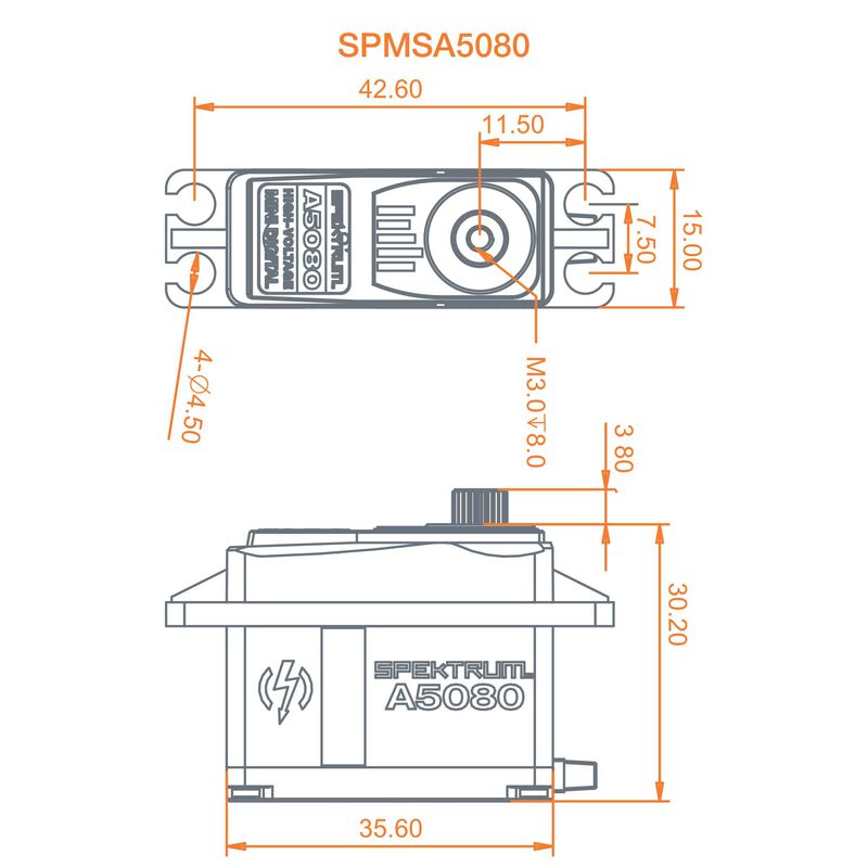 Spektrum: A5080 MT/HS Mini Digital HV Servo (SPMSA5080) Horizon Hobby