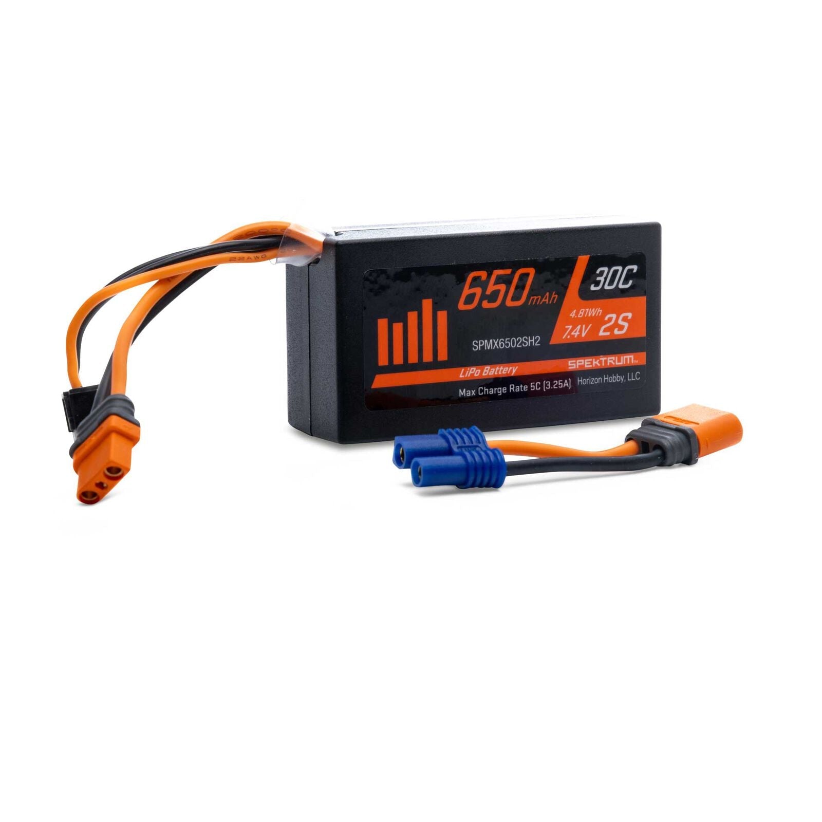 Spektrum SMART: 7.4V 650mAh 2S 30C LiPo Battery: IC2 (SPMX6502SH2) Horizon Hobby