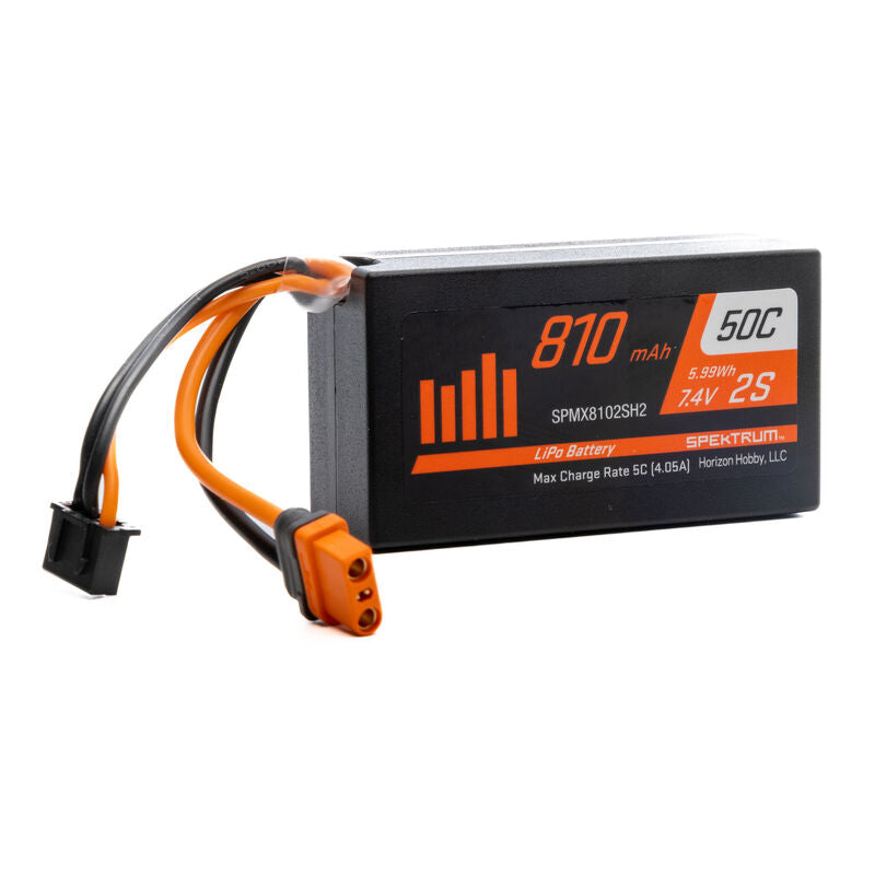 Spektrum 7.4V 810mAh 2S 50C LiPo Battery: IC2 (SPMX812SH2) Horizon Hobby