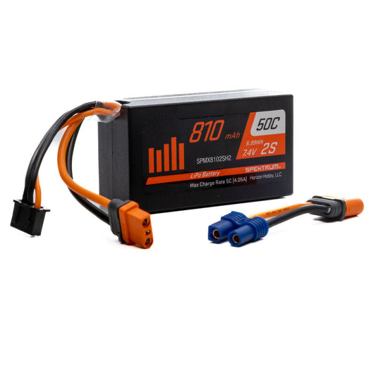 Spektrum 7.4V 810mAh 2S 50C LiPo Battery: IC2 (SPMX812SH2) Horizon Hobby