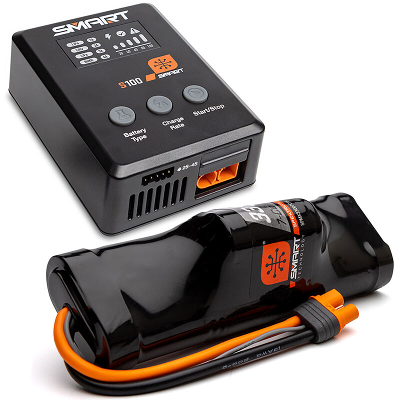 Spektrum Smart Powerstage NiMH Surface Bundle: 3300mAh 7.4V NiMH IC3 & S100 Charger (SPMXPSS100) Horizon Hobby