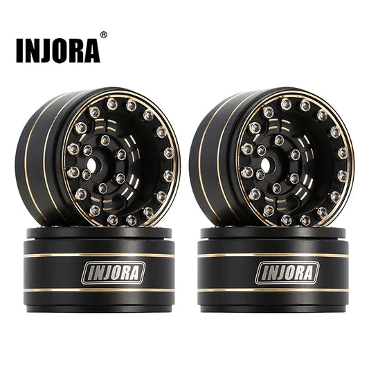 INJORA 1.0" 47g/pcs Black Brass Beadlock Wheel Rims Negative Offset 3.15mm for 1/24 RC Crawlers (4) (W1005) INJORA