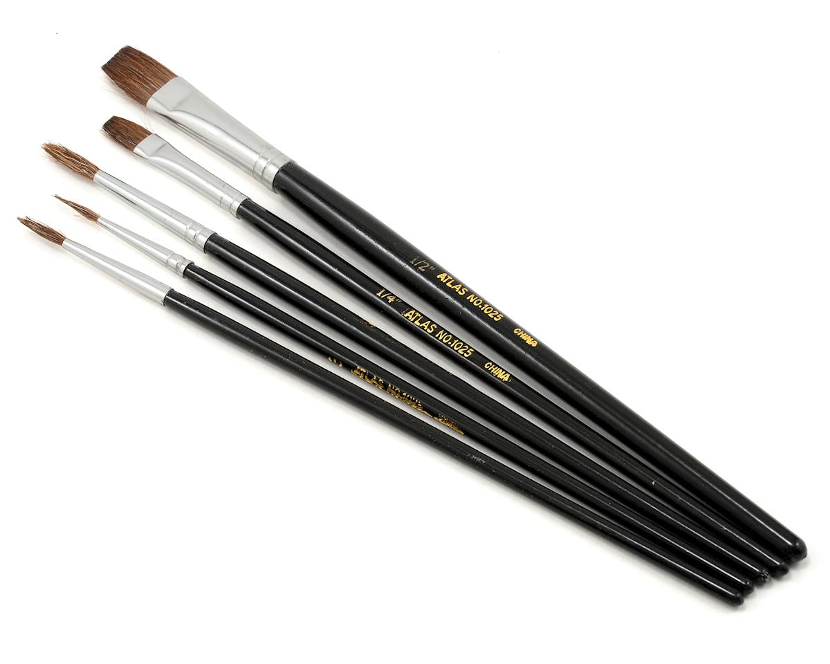 Atlas Brush Round & Flat Camel Hair Brush Set (5) (ABS1025) Amain Hobbies