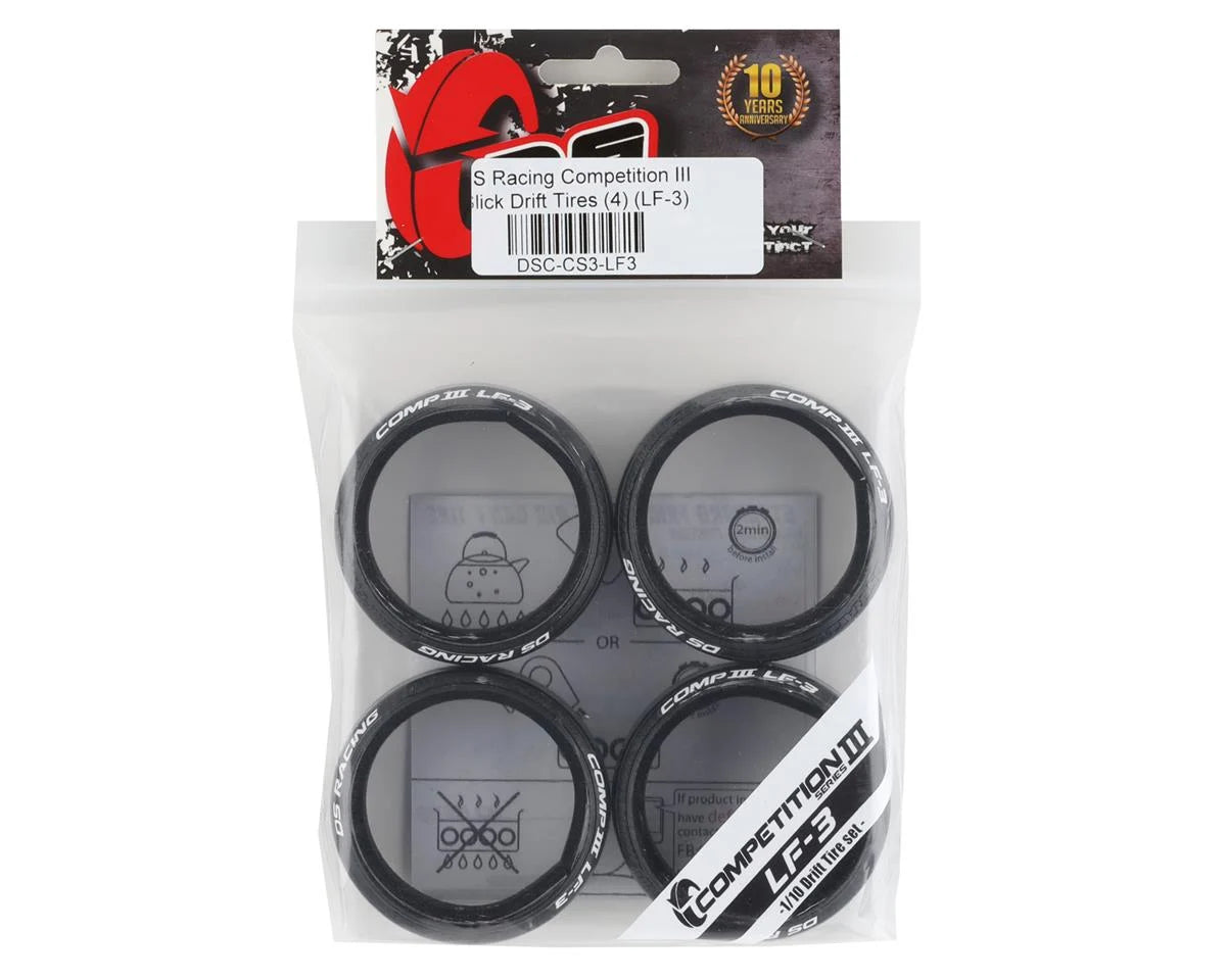 DS Racing: Competition III Slick Drift Tires (4) (LF-3) (DSC-CS3-LF3) Amain Hobbies
