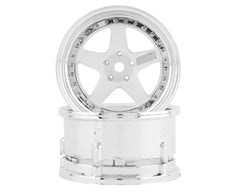 DS Racing Drift Element 5 Spoke Drift Wheels (White & Chrome) (2) (Adjustable Offset) w/12mm Hex (DSC-DE-010) Amain Hobbies
