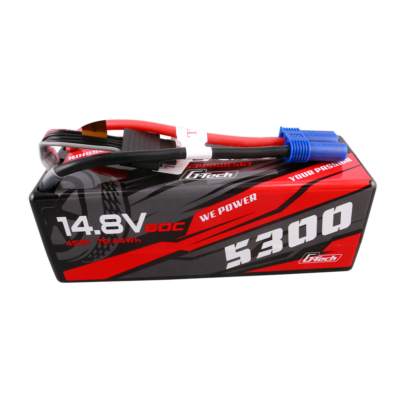 Gens ace 5300mAh 4S 60C 14.8V HardCase G-Tech Lipo Battery14# with EC5 Plug (GEA534S60E5GT) GensTattu