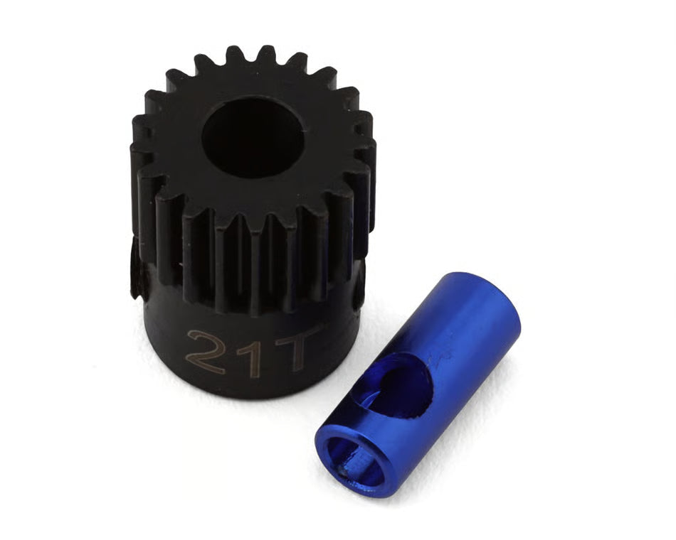 Hot Racing Steel 5mm 48P Pinion Gear (21T) w/3.17mm Sleeve Reducer Amain Hobbies