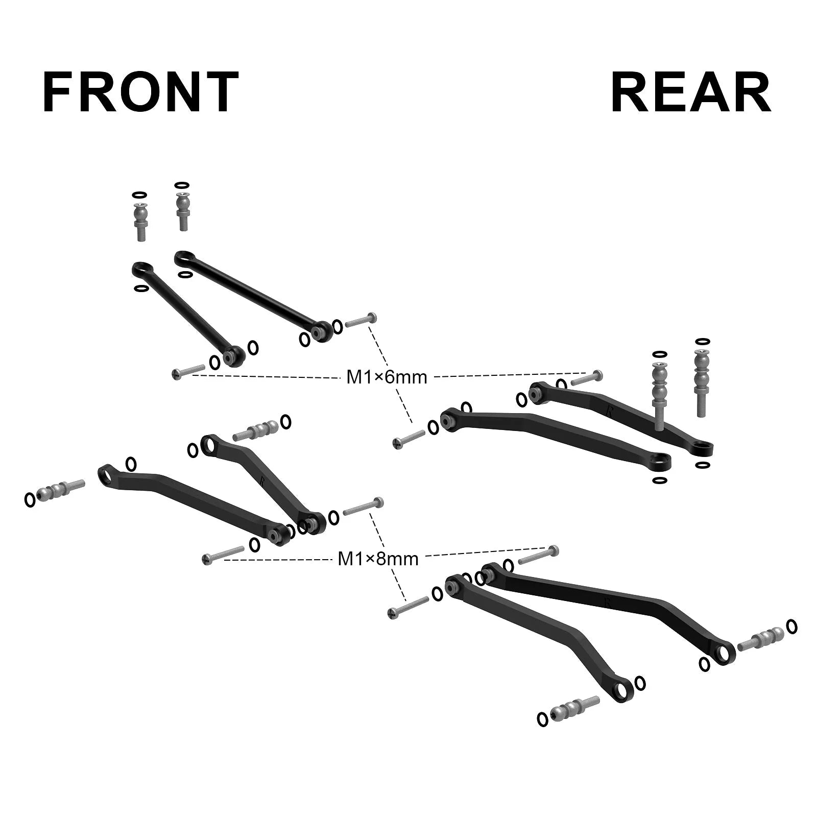 INJORA Aluminum High Clearance Chassis Links for 1/30 Axial SCX30 INJORA
