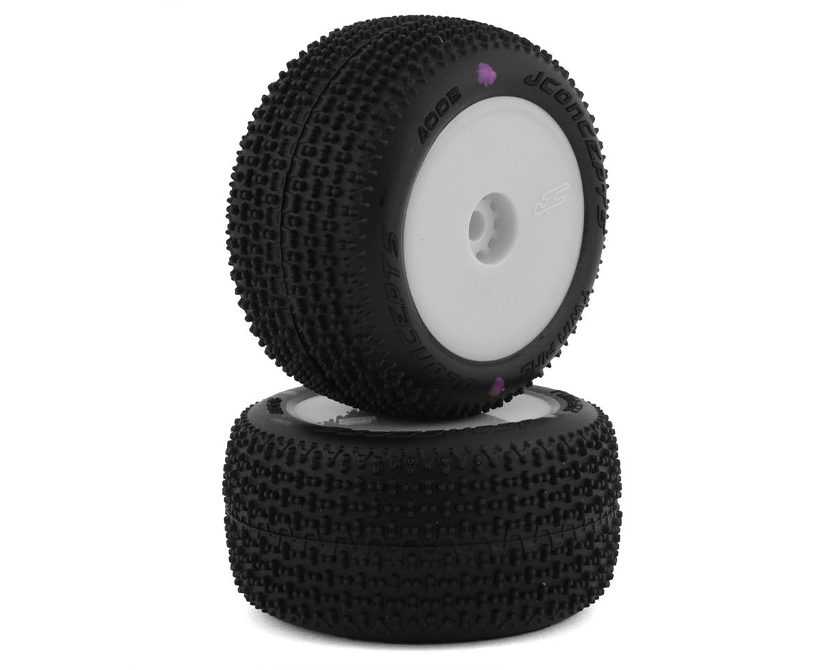 JConcepts Mini-B/Mini-T Twin Pin Pre-Mounted Rear Tires (White) (2) (Pink) Amain Hobbies