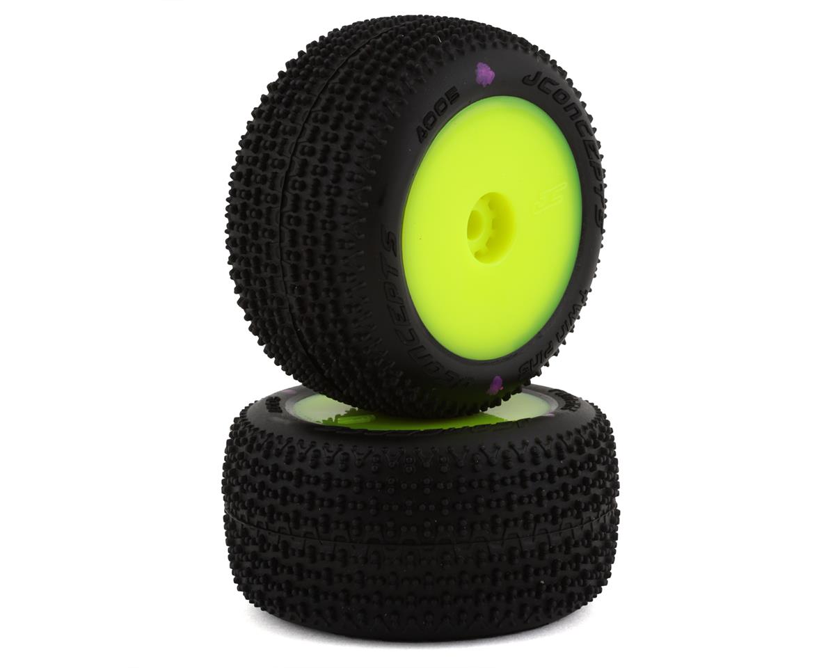 JConcepts Mini-B/Mini-T Twin Pin Pre-Mounted Rear Tires (White/Yellow) (2) (Pink) Amain Hobbies