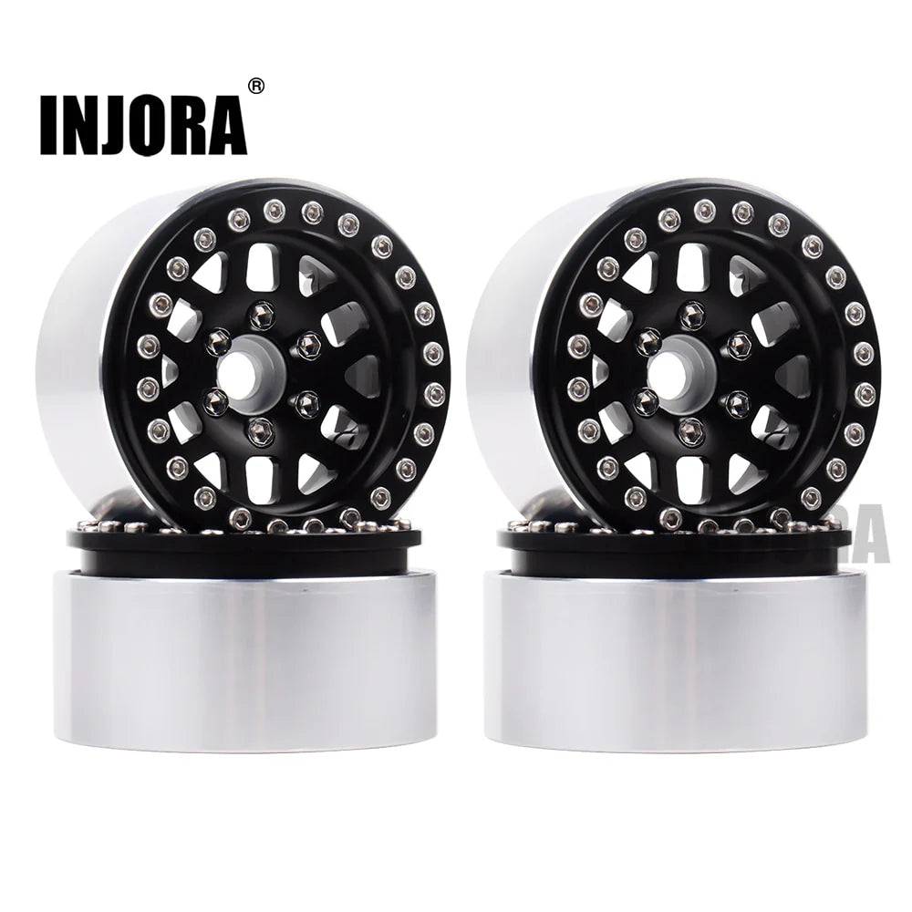INJORA 4PCS 1.9" Aluminum Alloy Beadlock Wheel Rims for 1/10 RC Crawler INJORA