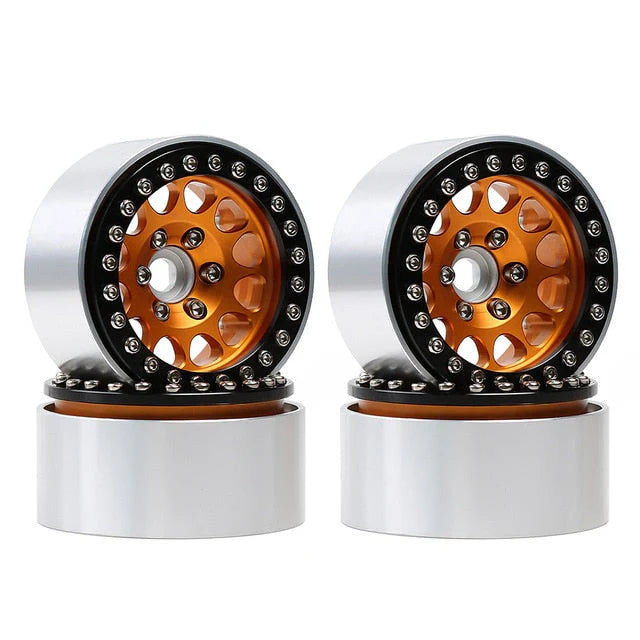 INJORA: 4PCS 1.9" Aluminum Alloy Beadlock Wheel Rims for 1/10 RC Crawler (Multiple Colors Available) INJORA
