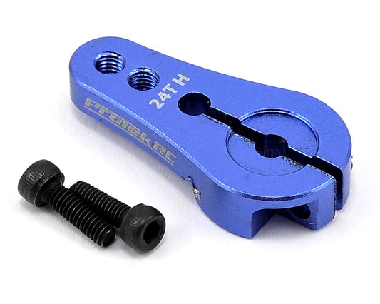 ProTek RC 4mm Aluminum Short Clamping Servo Horn (Blue) (24T-Hitec) Amain Hobbies