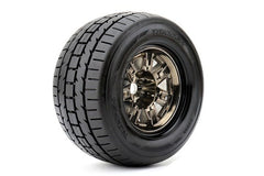 ROAPEX Trigger 1/8 Monster Truck Tires Mounted on Chrome Black Wheels (ROPR4002-CB0) HRP