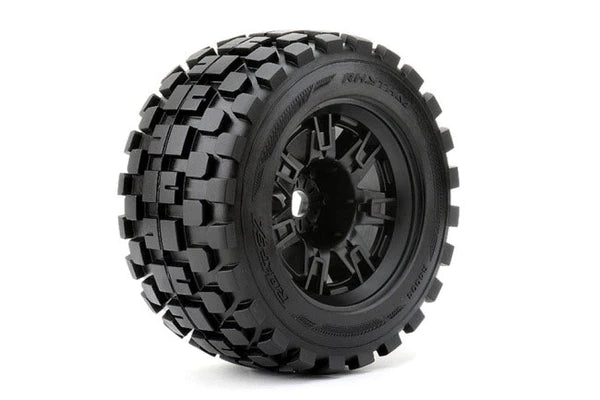 ROAPEX Rythm 1/8 Monster Truck Tires Mounted on Black Wheels (ROPR4004-B0) HRP