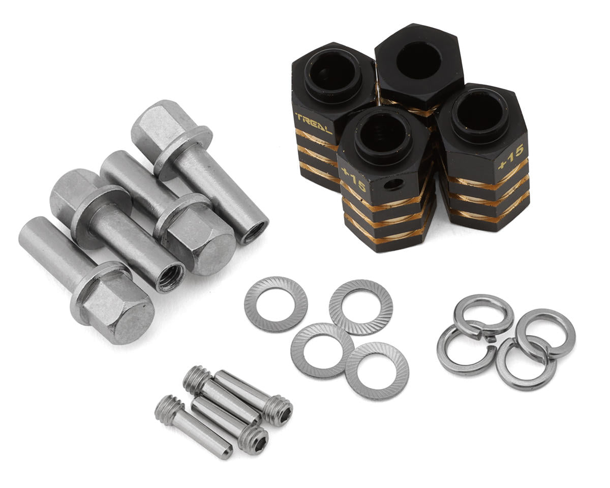 Treal Hobby Traxxas TRX-4 Brass Extended Hex Hubs (Black) (4) (+15mm) (TLHTTRX4-21) Amain Hobbies