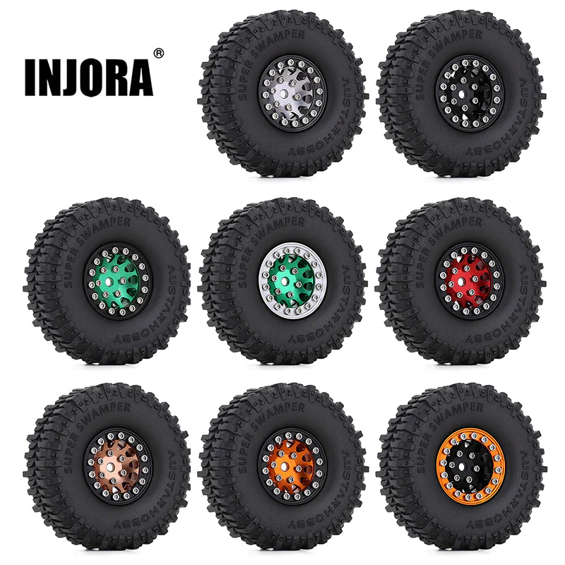 INJORA Pneu 1.0 - S5 Swamp Stomper Crawler Pneu pour TRX4M AX24 SCX24 FCX24 1/18 1/24 RC Crawler Car 63 x 24 mm, T1018 INJORA Pneu 1.0 - S5 Swamp Stomper Crawler Pneu pour TRX4M AX24 SCX24 FCX24 1/18 1/24 RC Crawler Car 63 x 24 mm, T1018