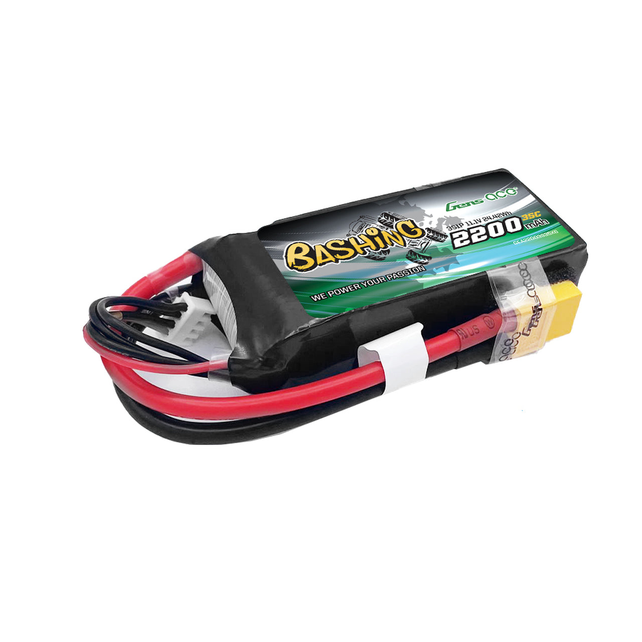 Gens Ace Bashing: 11.1V 2200mAh 35C 3S1P Lipo Battery Pack With XT60 Plug GensTattu