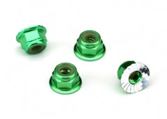 Traxxas Nuts, Aluminum, Flanged, Serrated (4mm) (green-anodized) (4) (1747G)