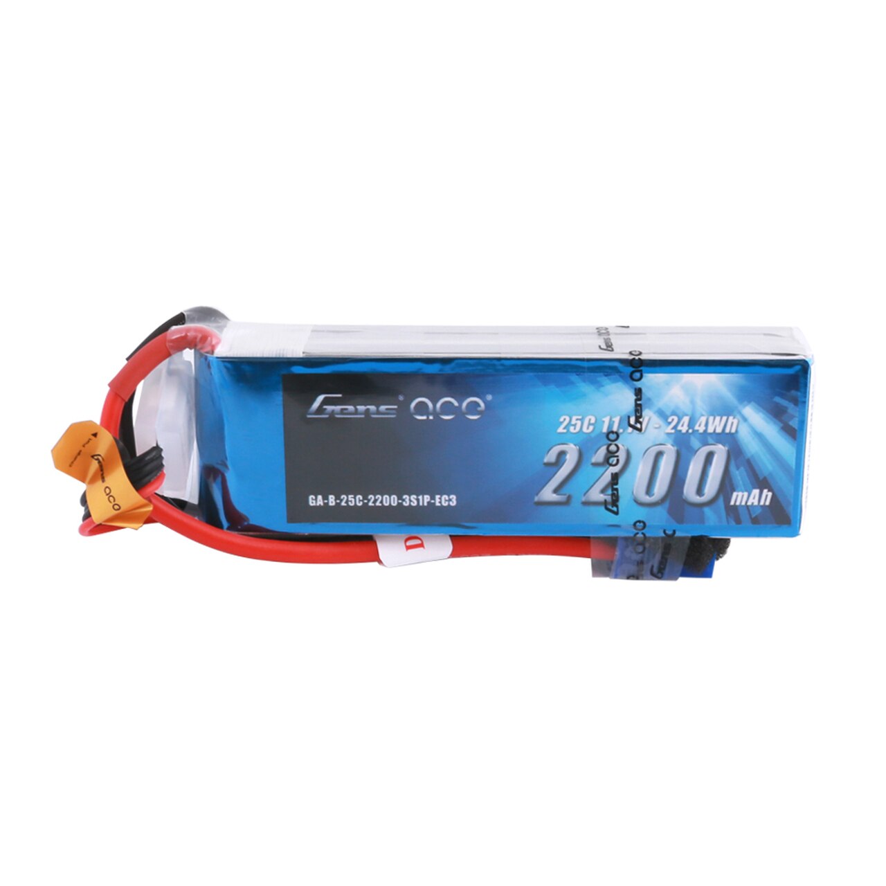 Gens Ace 2200mAh 3S 11.1V 25C Lipo Battery Pack with EC3 Plug for RC Plane GensTattu