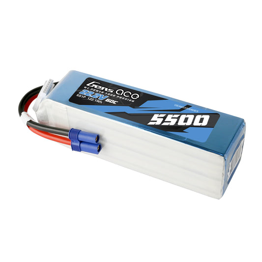 Gens ace 5500mAh 22.2V 6S1P 60C Lipo Battery Pack with EC5 Plug (GEA6S550060E5)