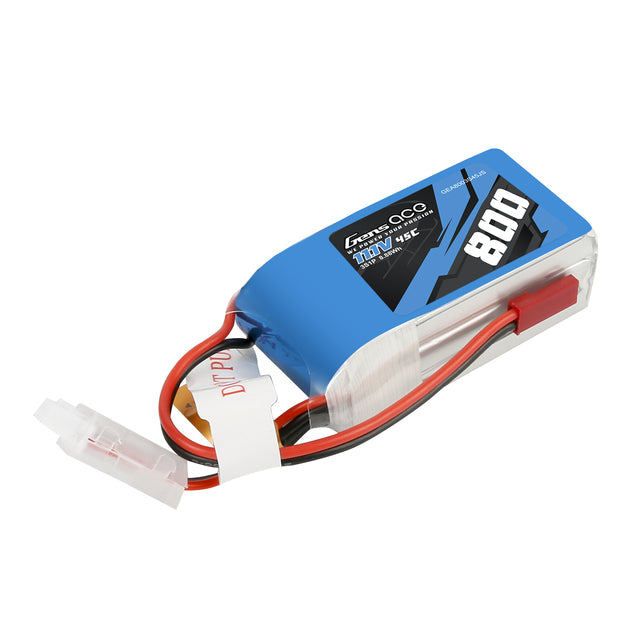 Gens Ace 800mAh 11.1V 45C 3S1P Lipo Battery Pack with JST-SYP Plug GensTattu