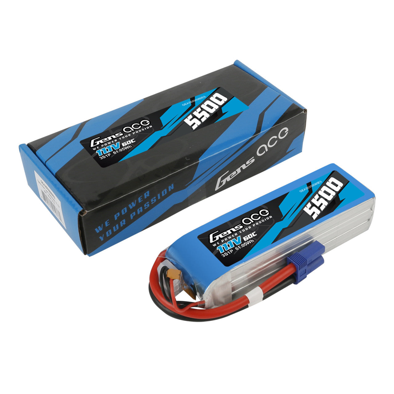 Gens Ace: 5500mAh 11.1V 3S1P 60C Lipo Battery Pack With EC5 Plug (GEA3S550060E5) GensTattu