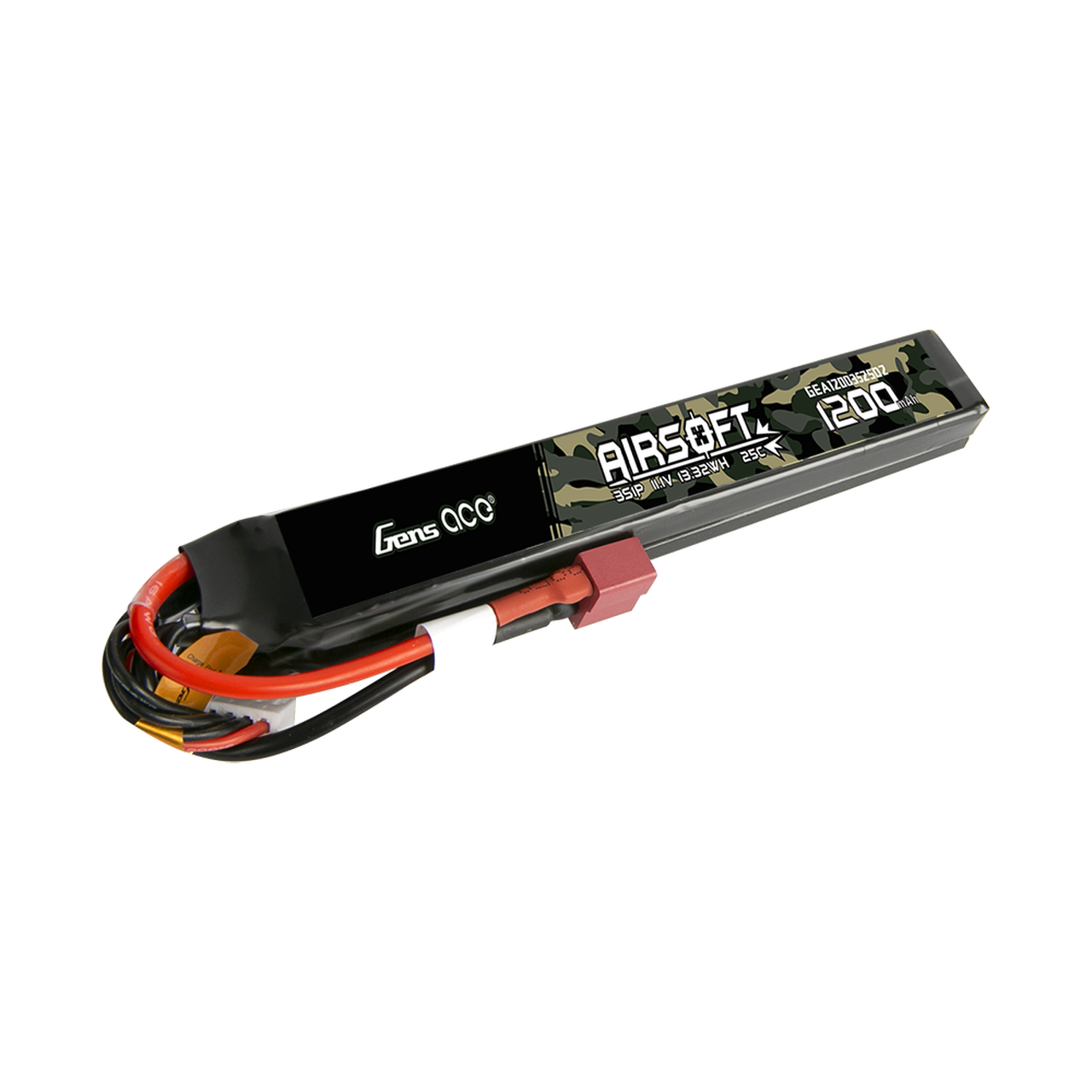 Gens Ace 25C 1200mAh 3S1P 11.1V 2X Airsoft Gun Battery with Dean Plug (GEA12003S25D2) GensTattu