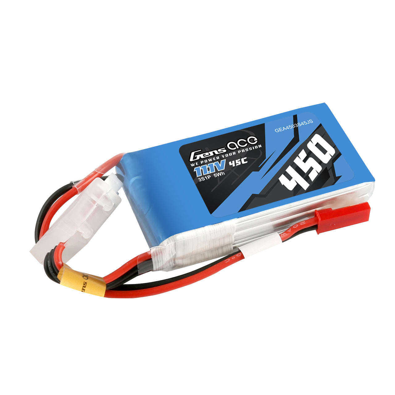 Gens ace 450mAh 11.1V 45C 3S1P Lipo Battery Pack with JST-SYP Plug GensTattu