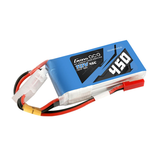 Gens ace 450mAh 11.1V 45C 3S1P Lipo Battery Pack with JST-SYP Plug GensTattu