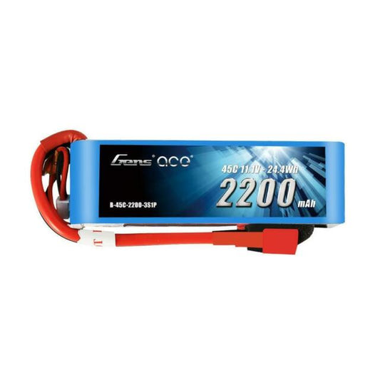 Gens Ace 2200mAh 11.1V 45C 3S1P Lipo Battery Pack (Deans) Horizon Hobby