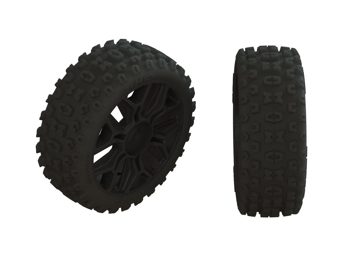 ARRMA (AR550057) 1/8 2HO Front/Rear 3.3 Pre-Mounted Tires, 17mm Hex, Black (2) (ARA550057) Horizon Hobby