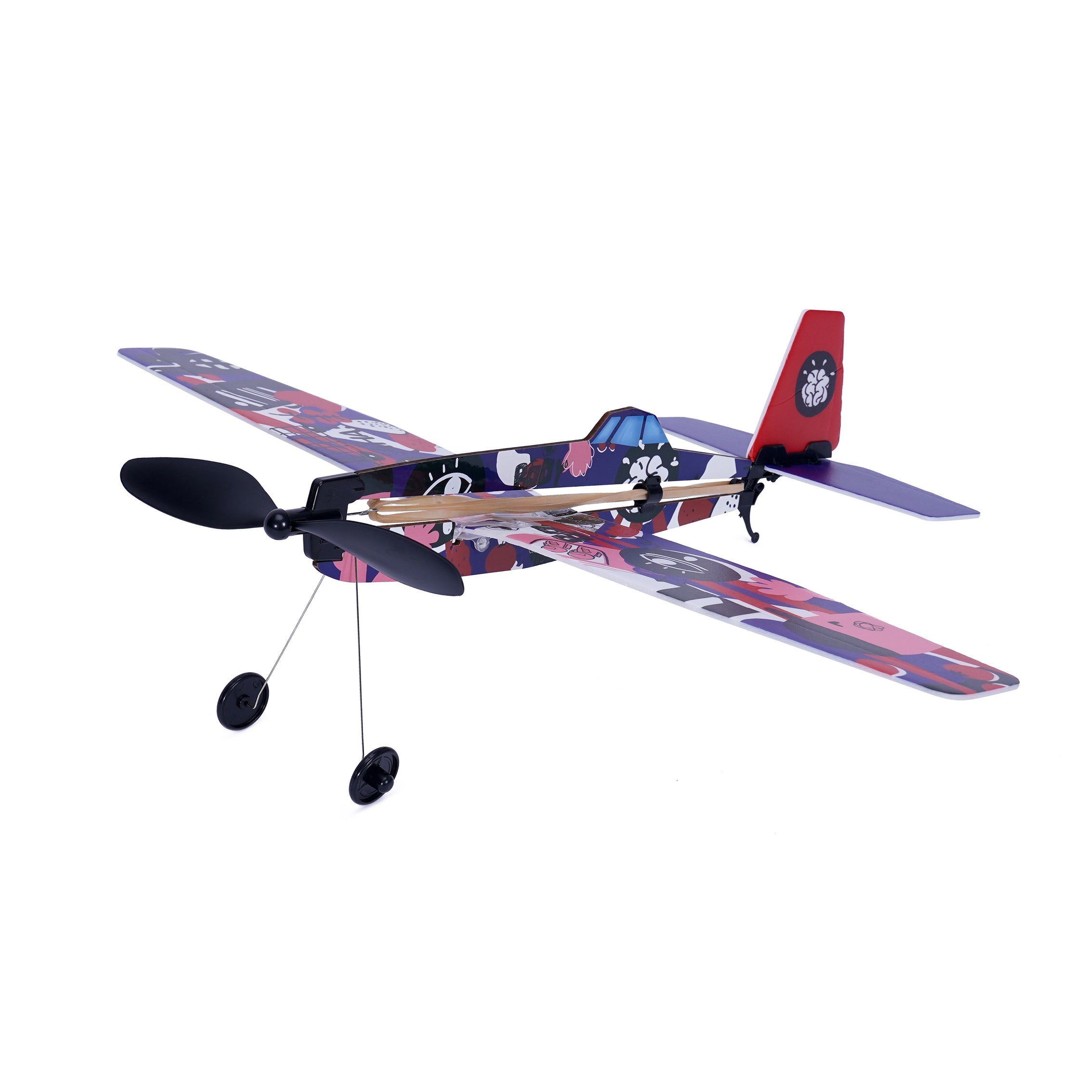 PlaySTEM Airplane Science Rubber Band Powered Low Wing Amain Hobbies