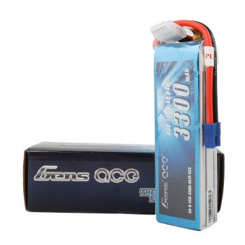 Gens Ace 3300mAh 14.8V 45C 4S1P Lipo Battery Pack with EC3 GensTattu