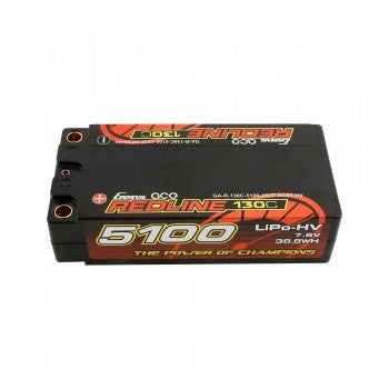 Gens Ace Redline Series 5100mAh 7.6V 130C 2S2P HardCase HV Shorty Lipo Battery GensTattu