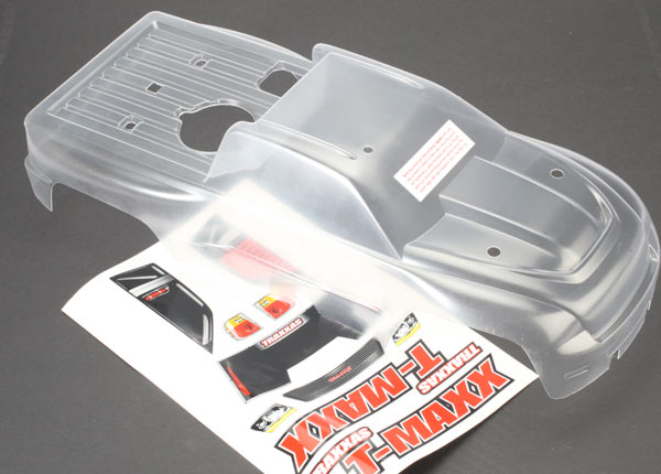 Traxxas Body, T-Maxx® (long wheelbase) (clear, requires painting)/ window, lights decal sheet (4921) TRAXXAS