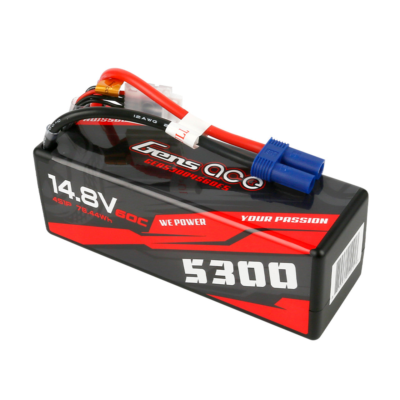 Gens Ace 5300mAh 14.8V 60C 4S1P HardCase Lipo Battery14# With EC5 Plug (GEA53004S60E5) Horizon Hobby