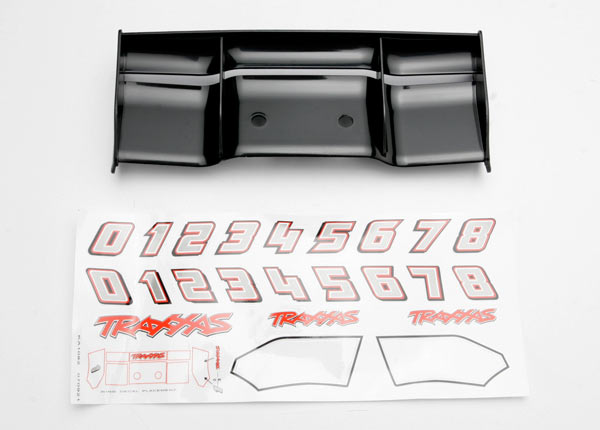 Traxxas Wing, Revo® (black)/ Decal Sheet (5446) TRAXXAS