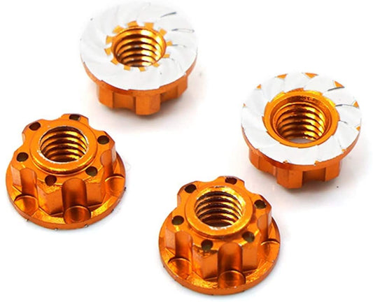 Yeah Racing  4mm Aluminium Wheel Flange Lock Nut (4) For RC Car (YA-0448OR) Yeah Racing