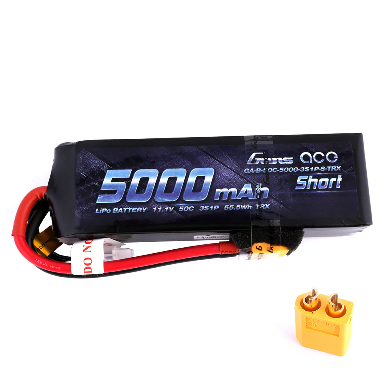 Gens ace 5000mAh 11.1V 60C 3S1P Short-Size Lipo Battery Pack with XT60 Plug GensTattu