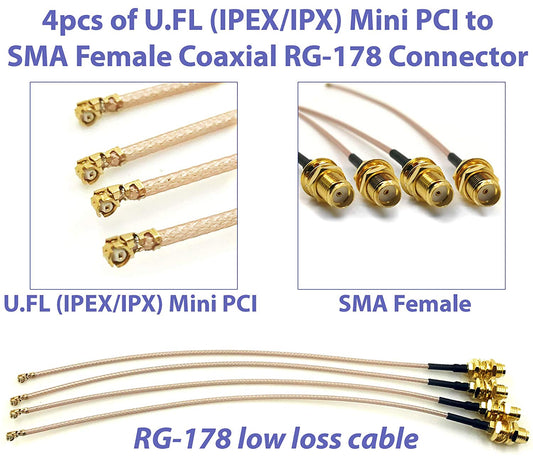 Mini PCI to SMA Female Pigtail Antenna RG-178 Low Loss Cable (7 inches (17.8 cm) Amazon