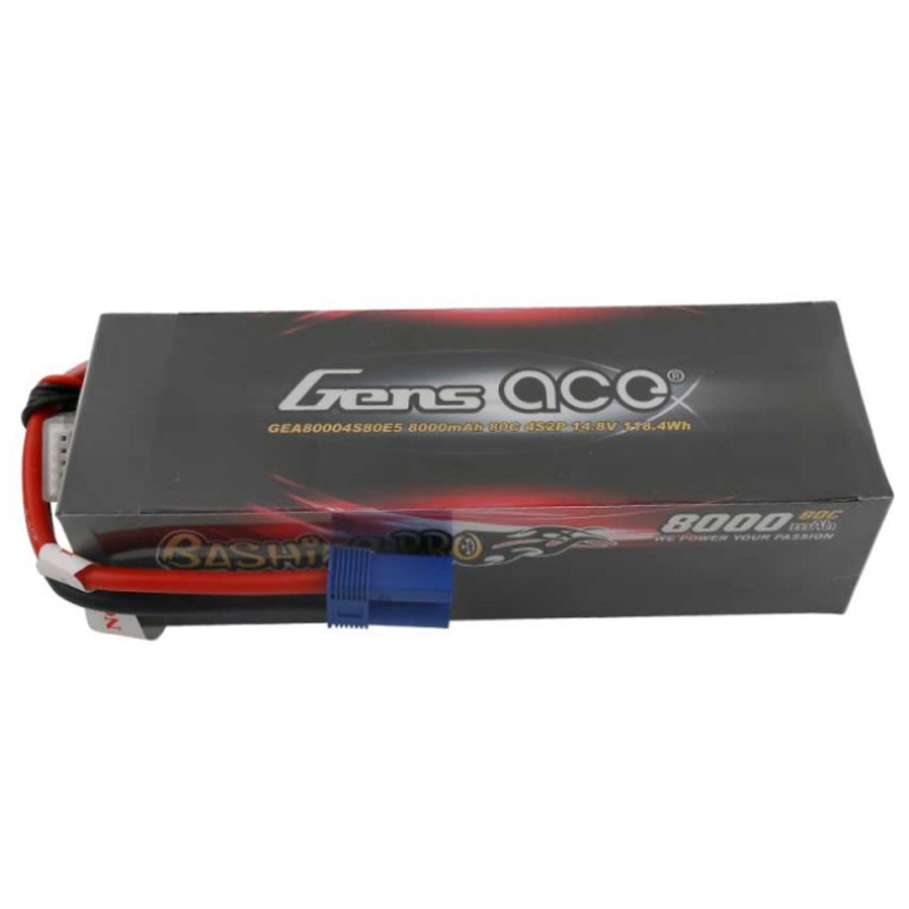 Gens Ace 8000mAh 14.8V 80C 4S2P Lipo Battery Pack with EC5 Plug GensTattu