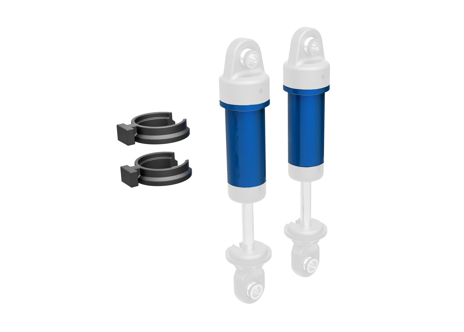 Traxxas Body, GTM shock, 6061-T6 aluminum (blue-anodized) (includes spring pre-load spacers) (2) (9763-BLUE) TRAXXAS
