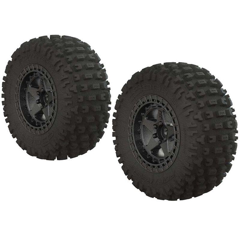 ARRMA (AR550043) 1/10 dBoots Fortress SC 2.2/3.0 Pre-Mounted Tires, 14mm Hex, Black Chrome (2) (ARAC9631) Horizon Hobby