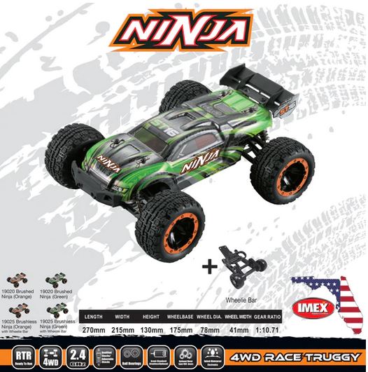IMEX Ninja 1/16th Scale Brushless RTR 4WD Truggy Green (IMX19025) IMEX