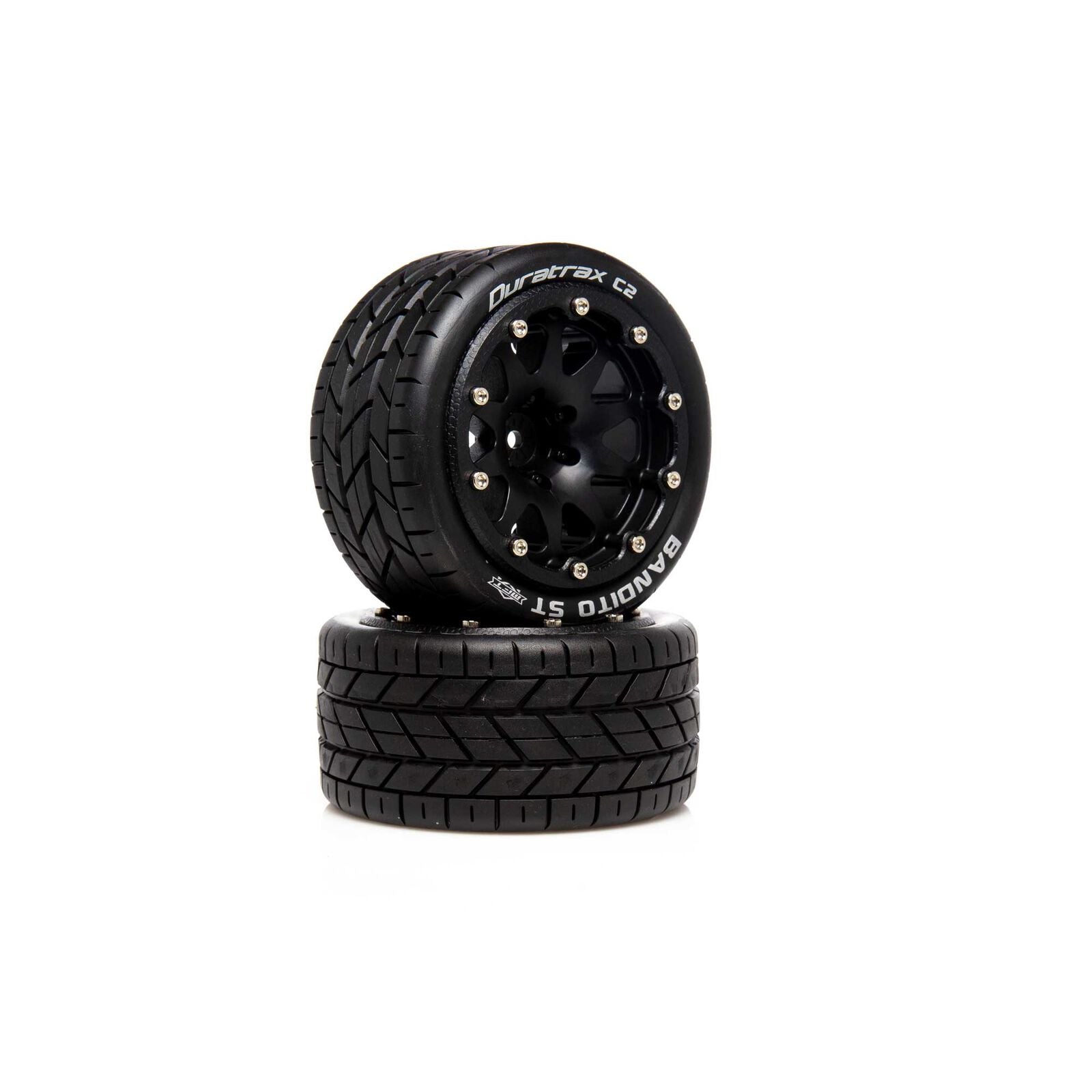 Duratrax Bandito ST Belted 2.8 2WD Mounted Rear Tires, .5 Offset, Black (2) (DTXC5531) Horizon Hobby