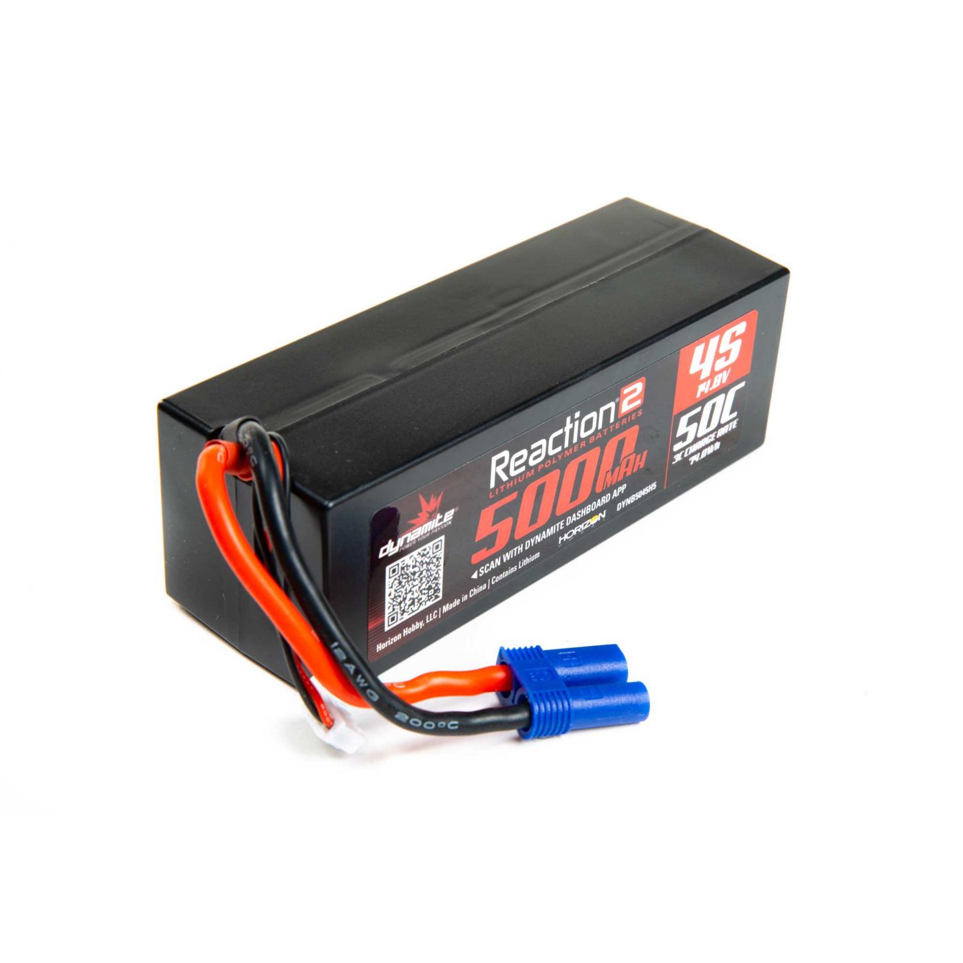 Dynamite Reaction 2.0 14.8V 5000mAh 50C 4S Hardcase LiPo Battery, EC5 (DYNB5045H5) Horizon Hobby