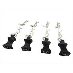 Hot Racing 1/10 Black Aluminum EZ Pulls (4) Body Clips (8) HRAAC03EZ01 Hot Racing
