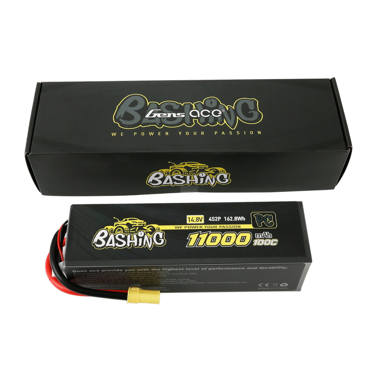 Gens Ace Bashing Pro 14.8V 100C 4S2P 11000mah Lipo Battery Pack With EC5 Plug GensTattu